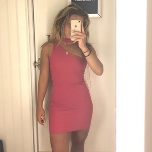 Pink cocktail dress w/ connected neck piece